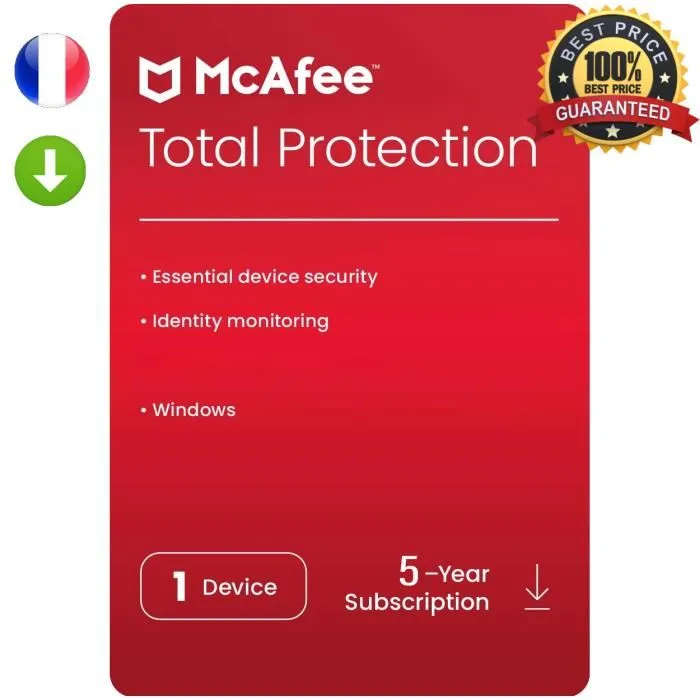 McAfee Total Protection 2023 5 Ans 1 PC - Instant Delivery